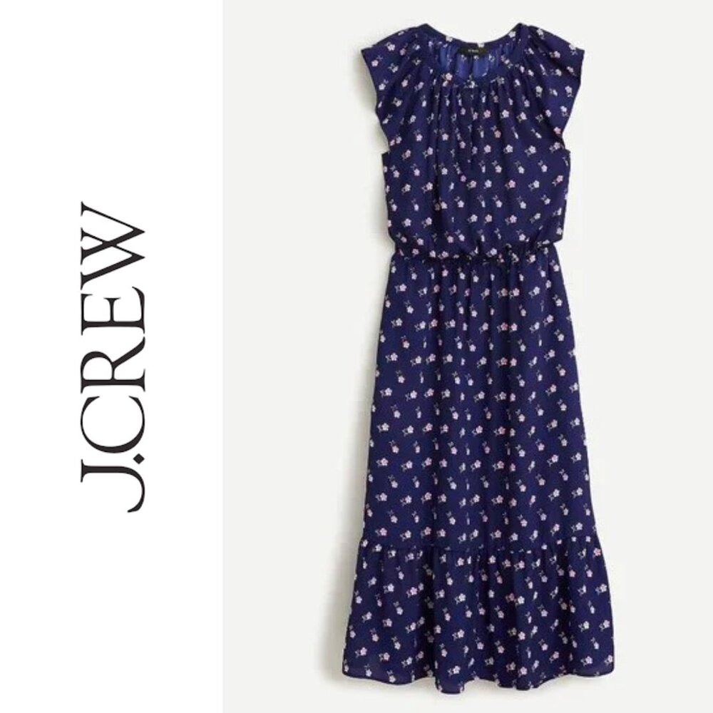 J.Crew Flutter-Sleeve Midi Dress in Bandana Floral - L